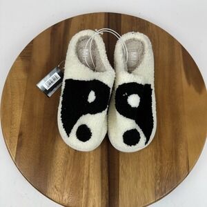 New Womens Mia Cozi Yin Yang White Fuzzy Lined Casual Platform Slippers Size 7 M